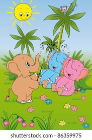 Elephant conducts musicians.