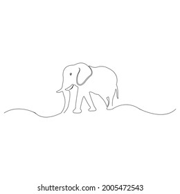 elephant in continuous line art drawing style. Minimalist black linear sketch isolated on white background. Vector illustration
