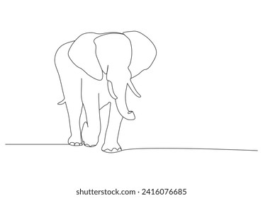 Elephant in continuous line art drawing. Minimalist black linear sketch isolated on white background. Vector illustration
