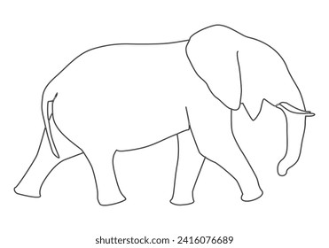 Elephant in continuous line art drawing. Minimalist black linear sketch isolated on white background. Vector illustration
