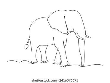 Elephant in continuous line art drawing. Minimalist black linear sketch isolated on white background. Vector illustration
