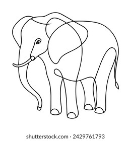 Elephant continuous line art vector illustration