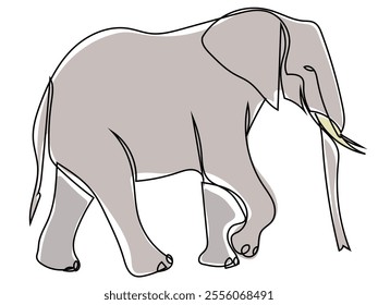 Elephant in continuous line style and can be edited later