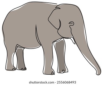 Elephant in continuous line style and can be edited later