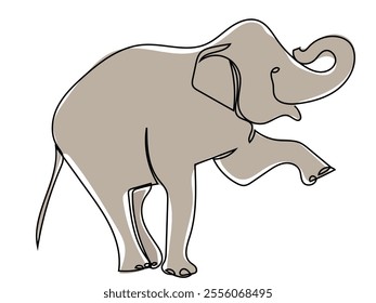 Elephant in continuous line style and can be edited later