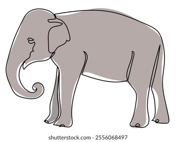 Elephant in continuous line style and can be edited later