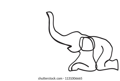 Elephant  continuous one line  drawing vector eps.10