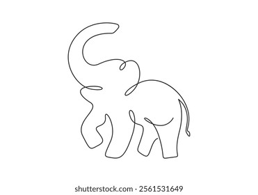 Elephant continuous one line drawing. Isolated on white background vector illustration