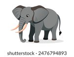 Elephant continuous vactor illustration on white background