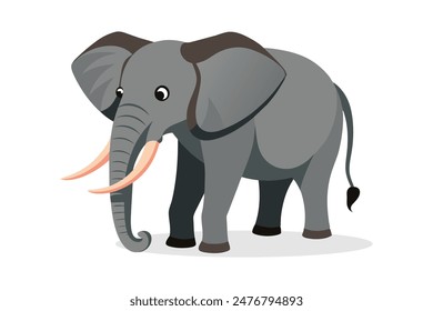 Elephant continuous vactor illustration on white background