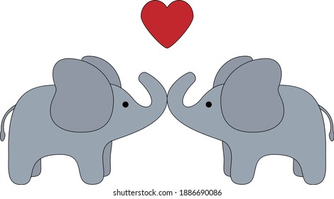 Elephant Couple Love Clip Art Stock Vector (Royalty Free) 1886690086 ...