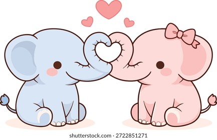 ilustração do vetor do dia dos namorados do casal do elefante