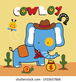 elephant the cowboy funny animal cartoon