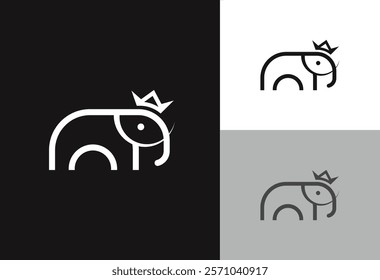 Elephant Crown Logo Vector Illustration icon.