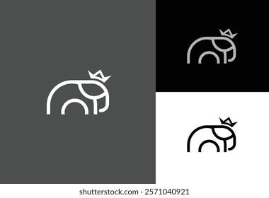 Elephant Crown Logo Vector Illustration icon.