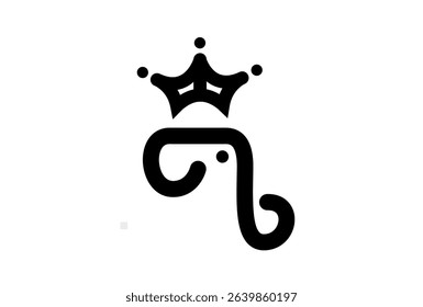 Elephant with crown monoline logo design. King Elephant Logo.