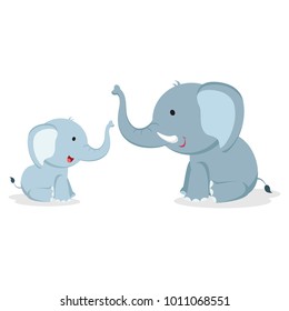 Elephant with cub. Vector illustration.