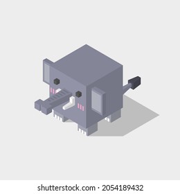 elephant cubic isometric on gray background