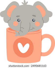 Elephant In Cup Vector Illustration