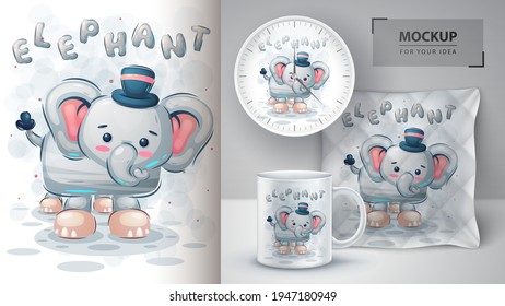 Elephant - cute adorable poster and merchandising.