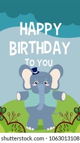 Elephant cute animal birthday card