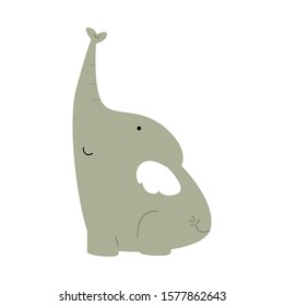 Elephant Cute Cartoon Character Animal Logo Vector Template Design Illustration