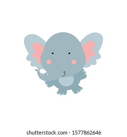 Elephant Cute Cartoon Character Animal Logo Vector Template Design Illustration