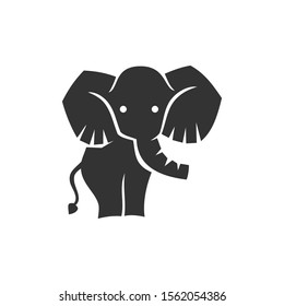 Elephant Cute Character Logo Design Vector Template isolated