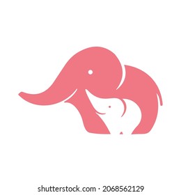 elephant with cute cub , simple and clean