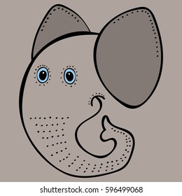 Elephant cute funny cartoon head