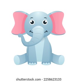 Elephant . Cute isolated cartoon vector .