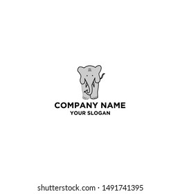 Elephant Cute Logo Design Vector