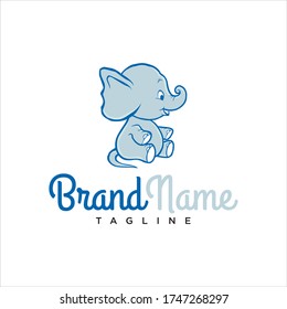Elephant Cute Logo Design Vector Image