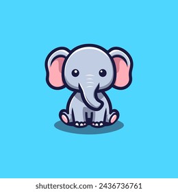 Elephant Cute Mascot Logo Illustration Chibi Kawaii is awesome logo, mascot or illustration for your product, company or bussiness