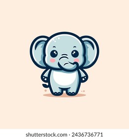 Elephant Cute Mascot Logo Illustration Chibi Kawaii is awesome logo, mascot or illustration for your product, company or bussiness