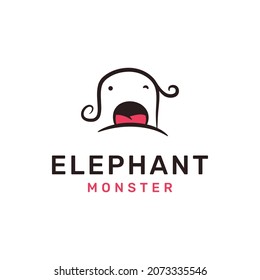 Elephant and Cute Monster Logo Design Vector
