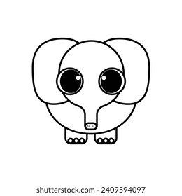 elephant cute outline drawing suitable for coloring books for children black and white educational preschool activity sheet vector isolated