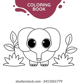 elephant cute outline drawing suitable for coloring books for children black and white educational preschool activity sheet vector isolated