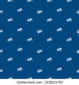 Elephant cute seamless pattern. Background with kids toy. Repeated texture in doodle style for fabric, wrapping paper, wallpaper, tissue. Vector illustration.