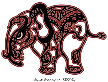 Elephant decorated with an ornament