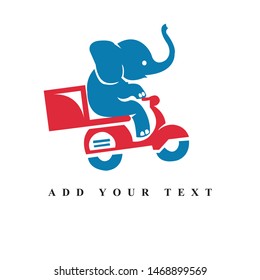 Elephant delivery  logo & illustration vector art