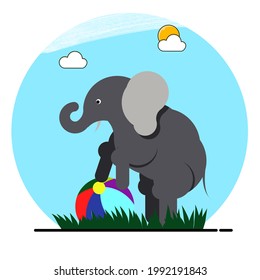 elephant design in flat style with daytime background