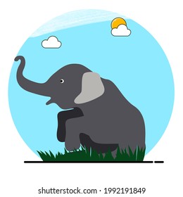 elephant design in flat style with daytime background