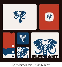 Elefantendesign, Vektorbild auf weißem Hintergrund, Vektorgrafik, Tierlogo, Logosatz