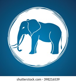 Elephant Designed On Grunge Cycle Background Graphic Vector.
