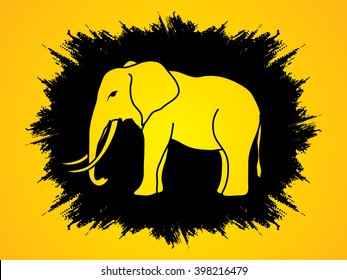 Elephant designed on grunge frame background graphic vector.