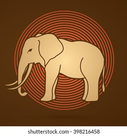 Elephant Designed On Line Cycle Background Graphic Vector.