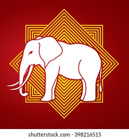 Elephant designed on line square background graphic vector.