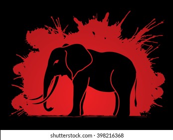Elephant designed on splash ink background graphic vector.