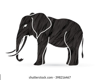 Elephant designed using black grunge brush graphic vector.